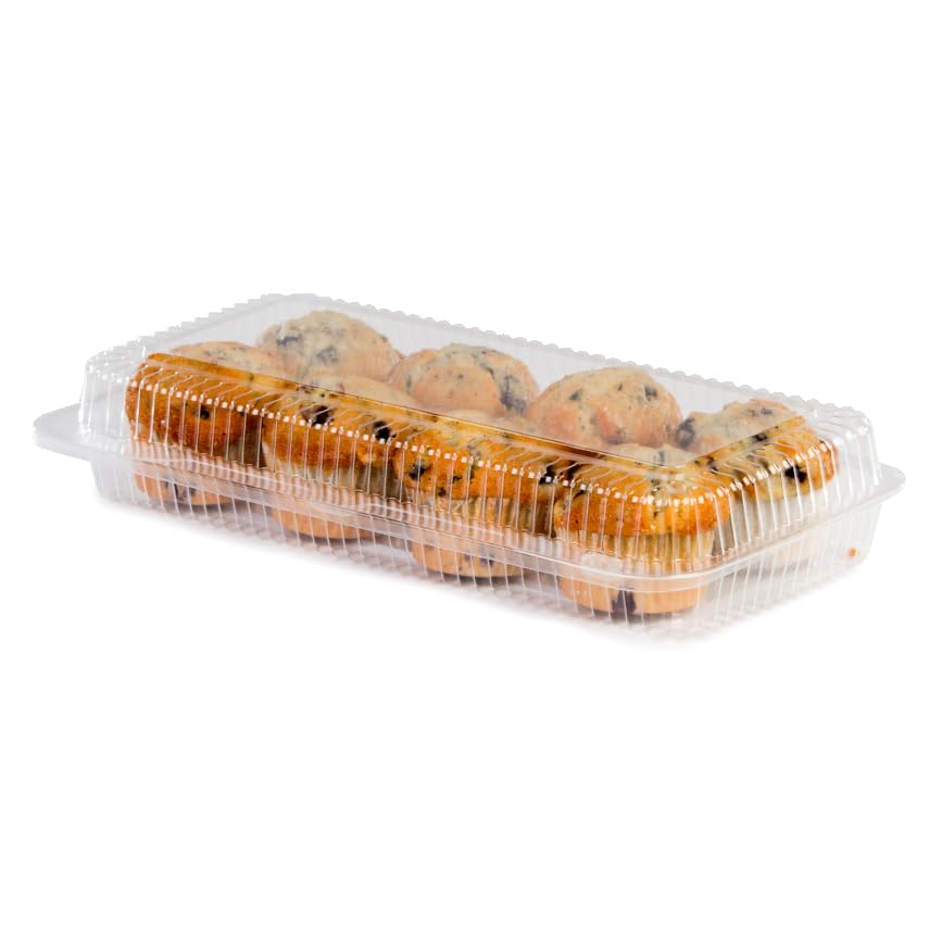 Detroit Forming LBH-691 Clear OPS Plastic Hinged Locking Lid Food Container, 13.5 x 6.75 x 2.6 Inch | 250/Case
