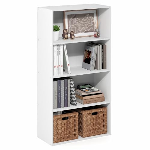 Image of Furinno PASIR 4-Tier Book Shelf, Open Shelves Bookshelf, White