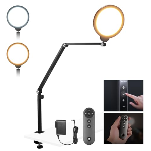 NEEWER 18W 7" Básico Aro de Luz Escritorio para Iluminación Videoconferencias Streaming, 3000-6500K Dimmable Luz Circular LED con Brazo Articulado y C Clamp para Teléfono/Computadora Zoom Call, R18