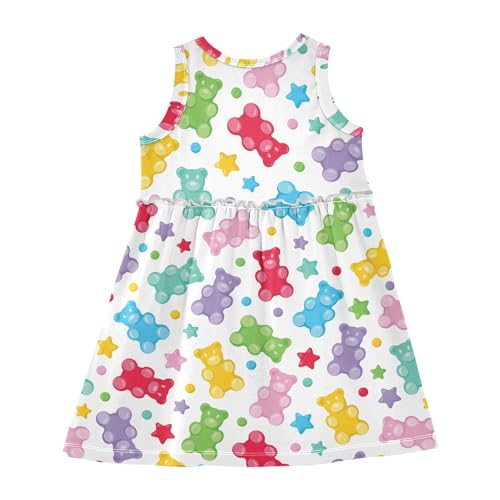 JUNZAN Colorful Gummy Bears Candies Jelly Sweets Toddler Girl Tank Dresses Swing Casual Sundresses Play Dresses 2T2