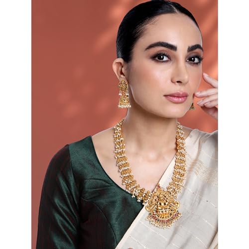 Image of Peora Gold Plated Bridal Jewellery Set with Kamarband Gift for Women Indian Traditional Ethnic Wedding
