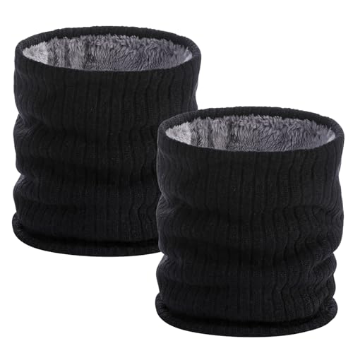JSTHHTT 2 Piezas Braga Cuello Invierno para Hombre Mujer Gruesa, Braga Cuello Hombre Mujer Gruesa, Bufanda Mujer Hombre, Calentar de Punto Bufanda Tubular Cuello, para Esqui Moto Ciclismo