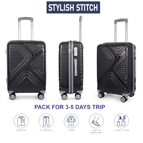 Image of Hardside Suitcase Set of 2 with Number Lock, Black, Polypropylene, 54cm 64cm 8-Wheel Spinner