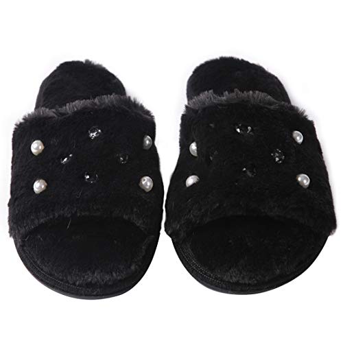 Forfoot Women's Fluffy Furry Fuzzy Slippers Soft Plush Flat Slide House Slippers Open Toe Comfy Spa Indoor Outdoor Slip On3