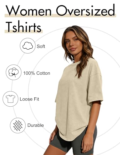 Image of Siimcuzy 2 /4 Pack Oversized Tshirts for Women Short Sleeves Workout Tops
