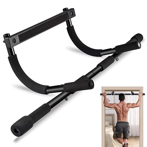 FK Sports Pull Up Bar Doorway & Chin Up Bar for Upper Body Training - No Drilling or Screws - Arms, Back and Core Strength Training - Home Pull-Up Bars for Indoor - Multifunctional Bar - Black