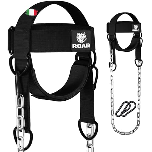 Roar&reg; Imbracatura sollevamento pesi Allenatore per sollevamento pesi Cintura spessa Collo per sviluppo allenamento Cappello Resistenza Forza Costruttore muscolare Catena Esercizio Sollevamento
