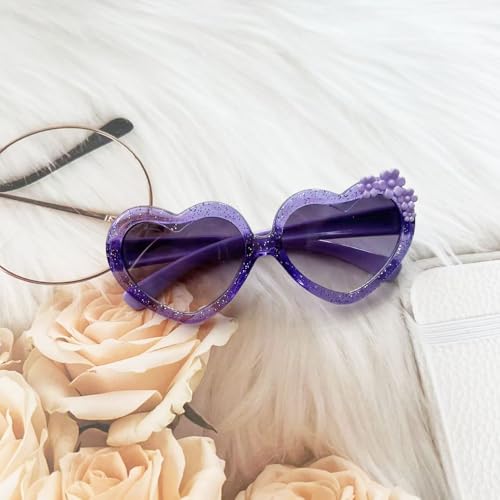 Image of Ridering 3Pcs Toddle Kids Heart sunglasses,Girl Cute Flower Sunglasses UV400 Protection Fit For Toddler Age 2-4 Sunglasses