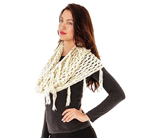 Shu-Shi Womens Infinity Scarf Thick Knit Winter Scarf Shawl with Fringe3
