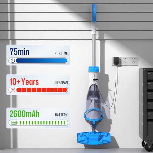 Image of BIELMEIER Handheld Pool Vacuum with Telescopic Pole, Updated Swimming Pool Cleaner 19 GPM Powerful Suction, Cordless Pool Vacuum for Cleaning Above Ground Pools, Inground Pools, Spas, Hot Tubs