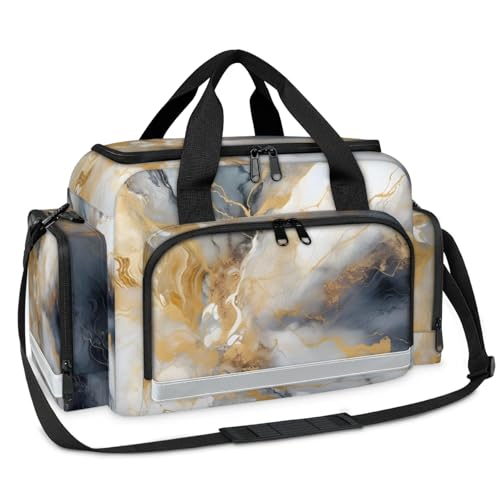 GzLeyigou First Aid Bags Empty, Metallic Gray Marble Emergency Bag First Aid Kit Multiple Compartment Kit Carrier On Call Trauma Bag For Paramedics Emergency Medical Supplies Kit