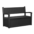 DRATO 75 Gallon Storage Bench Deck Box Outdoor Indoor,Lockable Durable All-Weather Seating with Hidden Storage,Deck Storage for Garden, Pool, Patio,Black