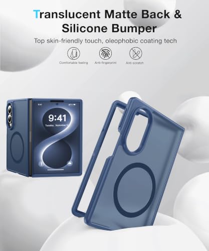 Image of NO.1 Magnetic for Samsung Galaxy Z Fold 8 Case with MagSafe | [Military Grade Drop Tested][Translucent Matte][Anti-Fingerprint] Soft Silicone Bumper for Samsung Fold 8 Case Slim,Blue