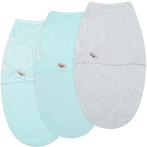 BlueSnail Ultra Soft Newborn Essentials Easy Wrap Swaddle Blankets, Adjustable Baby Cotton Swaddle Wrap (0-3M, 8-13lbs, Grey Set)