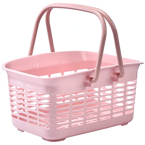 Image of ALINK Plastic Shower Caddy Basket with Handle, Portable Organizer Storage Basket for College Dorm, Bathroom, Kitchen - Pink