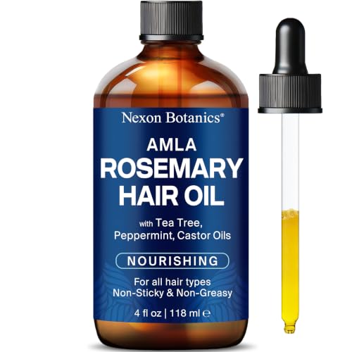 Amla Rosemary Hair Oil 4 fl oz - Nourishing Oil for Hair Growth & Dry Scalp - With Mint, Castor & Tea Tree Oils - For Damaged, Curly, Frizzy Hair - Men & Women