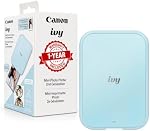 Canon Ivy 2 Mini Photo Printer (Mini Blue), Bluetooth Portable Smartphone Printer for iOS & Android, Bundle with 10 Zink Sticky-Back Photo Prints, LED Light Bar, Protective Case & USB Cable