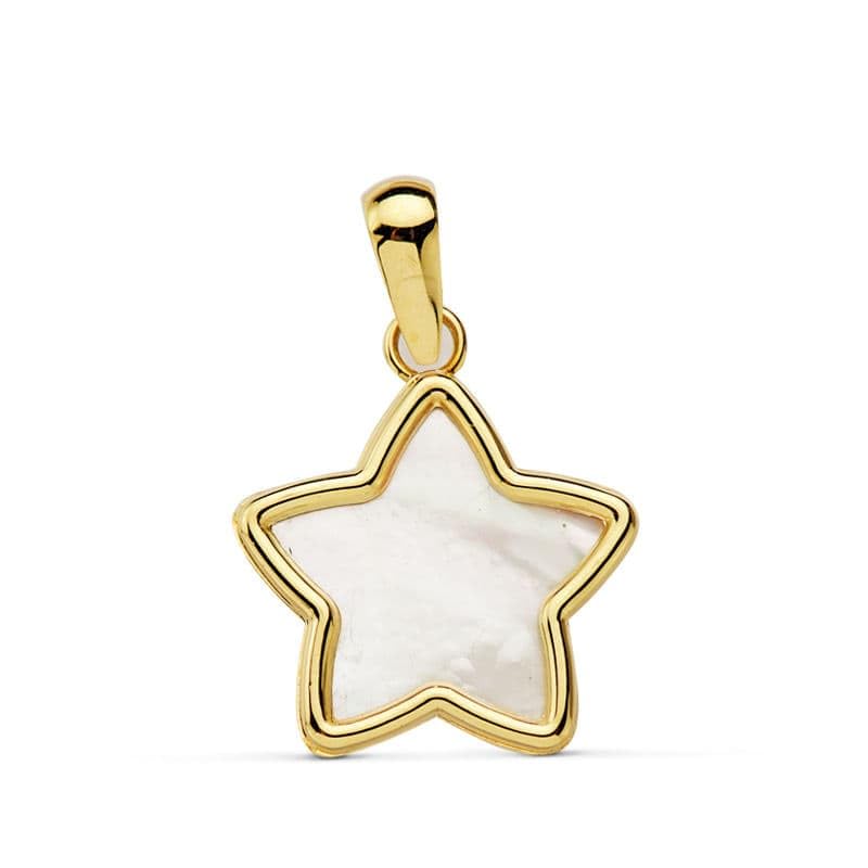 Pendentif en or 18 carats nacre étoile, dimensions 12X12 MM, métal