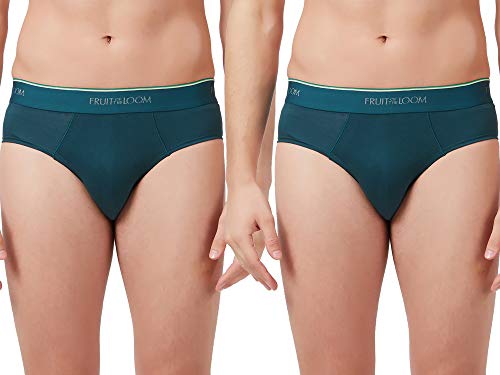 Fruit Of The Loom Men’S Solid Cotton Brief (Pack Of 2)(Mhb06-2P-A2S1-Deep Teal And Deep Teal-S)