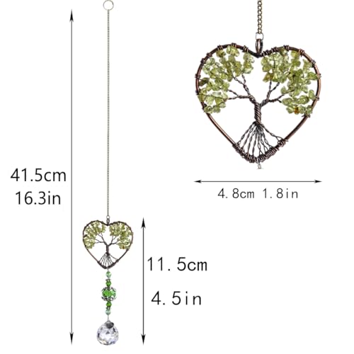 Image of Green Tree of Life Crystal Suncatcher Car Rear View Mirror Charm Decor