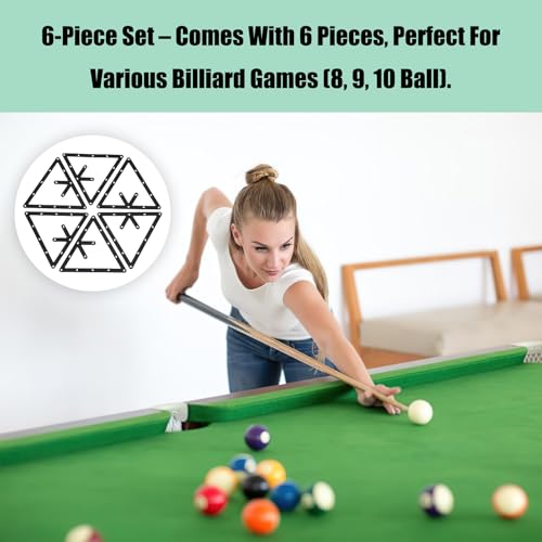 ZLXHDL Billard Schablone Set 6 Stück – Ultradünne Billiard Folie für 8Ball, 9Ball, 10 Ball Rack – Präzises Billard Dreieck für Training & Turnier
