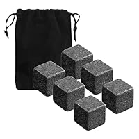 SULIUDAJI 6 Stück Marmor Whisky Steine, Premium Whiskey Rocks, Kühlsteine mit speziellem Aufbewahrungsbeutel, Natürliche Wiederverwendbare Eiswürfel
