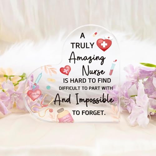 Image of Nurses Day Gift For Nurse Graduation Gifts For Women Men Rn Lpn Gifts For Nurses Student Female School Nurses Week Thank You Gifts For Women Nurses Day Heart Gift Acrylic Plaque