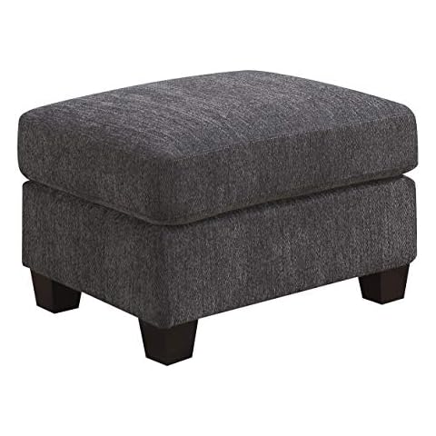 Emerald Home Clayton II Charcoal Gray Ottoman with Fixed Cushion and Block Feet Cover