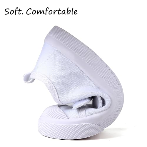 Boy's Girl's Toddlers Canvas Sneakers Slip-On Lightweight Kids White Sneakers Casual Skin-Friendly Walking Running Shoes(Toddle/Little Kids/Big Kids)4