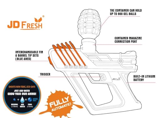 Image of Gel Blaster Automatic Toy Gun /Electric Outdoor Toy Machine Gun for Kids /Water Ball Pistol for Kids-Adults /Shooting Range Upto 70 feet Gun with 10000 Gel Balls - (Orange)