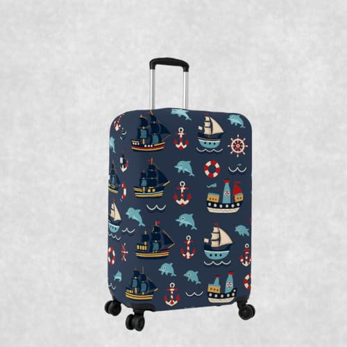 Image of Printed Travel Luggage Cover for Suitcase - Stretchable & Scratchproof Trolley Bag Protector (new 11 Blue Ocean)