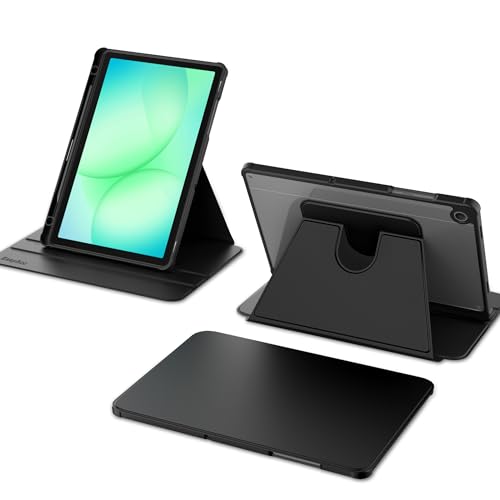 EasyAcc Rotierende Hülle für Samsung Galaxy Tab A11+ Plus 2025/ A9+ Plus 11 Zoll 2023 360 Grad Drehbare Schutzhülle Acryl Transparente Stoßfest Grenze (Schwarz)