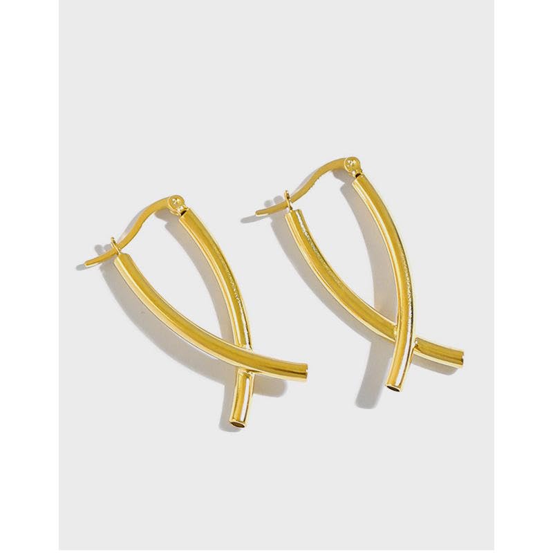 Miniatura 2 de 925 sterling silver jewelry women X shape minimalist sterling silver earrings jewelry (silver)