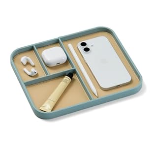 Premium Vegan Leather Valet Tray - Embrace the essence of simplicity with our elegantly designed, two-toned desk tray organizer, meticulously crafted from eco-friendly vegan leather. A minimalist nightstand accessory for your everyday needs. Versatil...