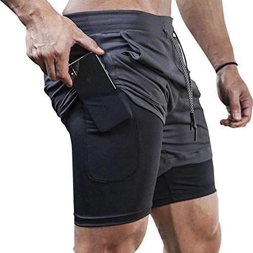 MANLUODANNI Herren Running Shorts, 2 in 1 Shorts Men Laufshorts Fitness...