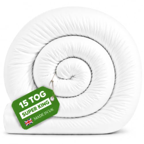 Extra Thick Anti Allergy Super King Duvet 15 Tog - Luxury Hotel Quality Hollowfibre Ultra Soft Cosy Skin Friendly Warm Winter Fluffy Quilt Soft Machine