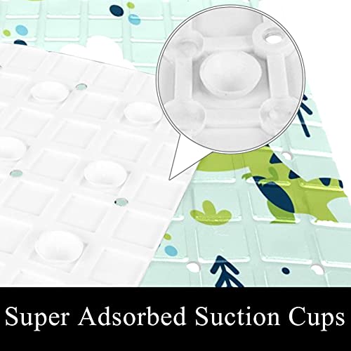 Tapis de baignoire antidérapant vert et bleu avec ventouses pour enfant
