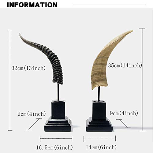 Statues en corne de bœuf crème 35cm en résine pour bureau - 8