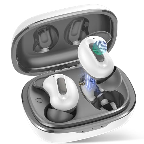 Auriculares Para Dormir, Auriculares Intraaurales Inalámbricos Bluetooth 5.4, con Sonido Estéreo de Graves 48 Horas y Cancelación Ruido ANC/ENC, Impermeable IPX7 Para Quienes Duermen de Lado, Blanco