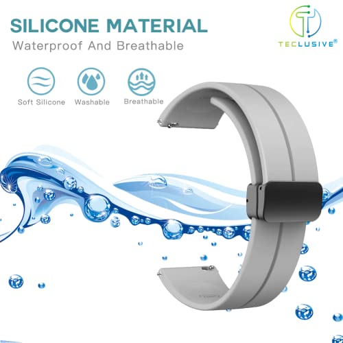 Image of T TECLUSIVE Premium Silicone Strap Band with Magnetic Lock 20mm Compatible for Galaxy Watch 3 41mm | Galaxy Watch 42mm Active 2 | Amazfit Bip GTS | Fire Bolt Ninja | Adjustable Silicon Band