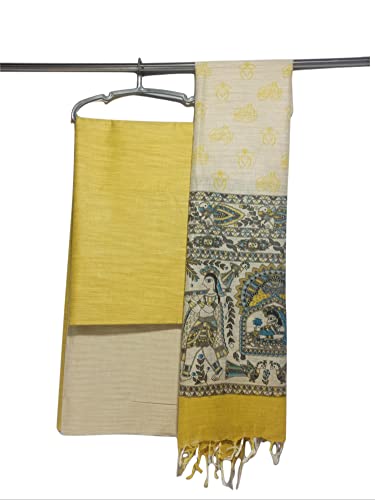 Image of ZERATEX Cotton Silk Hand Crafted Unstitched Suit Set for Women with Dupatta | Cotton Silk Salwar Suit Dress Material for Women & Girls | Top - 2.5 M, Bottom - 2.50 M & Dupatta - 2.5 M