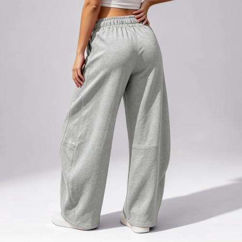 Barrel Sweatpants for Women Solid Color Drawstring Wide Leg Casual Jogger - image 2