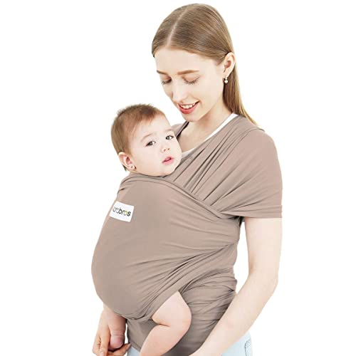 Image of Acrabros Baby Wrap Carrier,Hands Free Baby Carrier Sling,Lightweight,Breathable,Softness,Perfect for Newborn Infants and Babies Shower Gift,Cappuccino