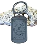 Llavero del zodiaco estrellado de Géminis, grabado láser de horóscopo, dije de signo del zodiaco, signo de nacimiento de astrología, constelación del horóscopo