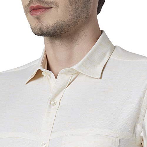 Image of Park Avenue Men's Cotton Blend Solid Pattern Slim Fit Narrow Collar Full Sleeve Formal Shirt