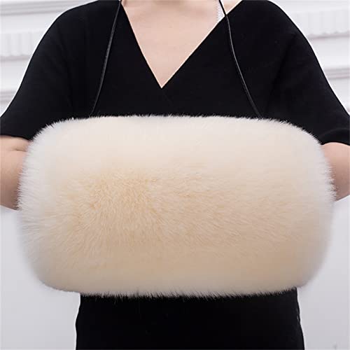Faux Fox Fur Hand Muffs, Women Warm Faux Fox Fur Muffs, Furry Plush Muffler Pouch, Wrist Hand Warmer Gloves,E,40 cm2
