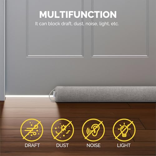 Image of fowong Door Draft Stopper for Bottom of Door 36 Inch Weighted Noise Blocker Soundproofing Draft Guard, Window Breeze Blocker Easy Install, Grey