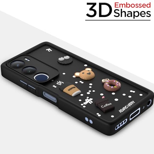 Image of Pikkme Back Cover for Vivo Y29 5G / Vivo Y19s 5G | Cute Fun Cartoon 3D Bear Silicone Full Body Protection Bumper Case (Black)