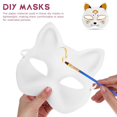 JOINPAYA 5Pcs Unfinished Blank Cat Mask: White Cat Paper Mask DIY Blank s Hand Painted for Masquerade Party - Image 3
