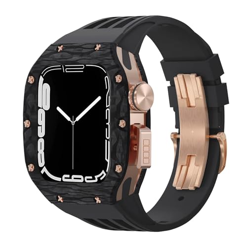 Bracelet en fibre de carbone pour iWatch SE 44mm avec boîtier métal luxe